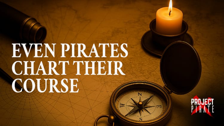 Pirate Map, compass and candle laid out