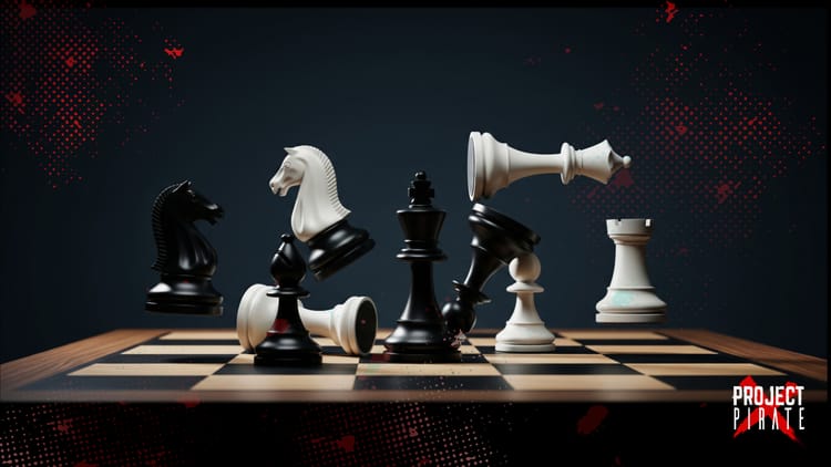 Chess pieces in impossible positions on a board - thinking beyond conventional strategy